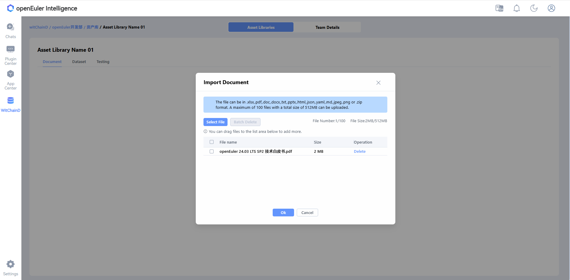 Import Asset Library Documents