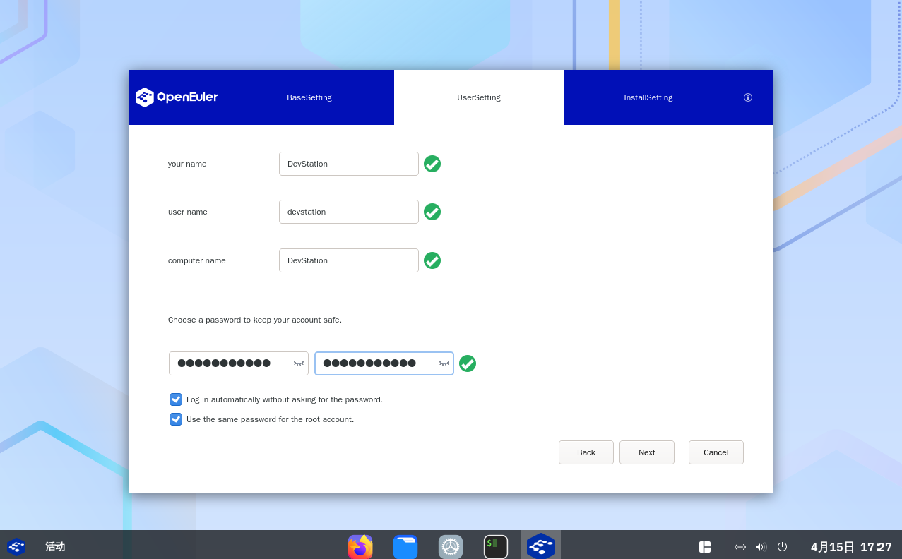 Account settings