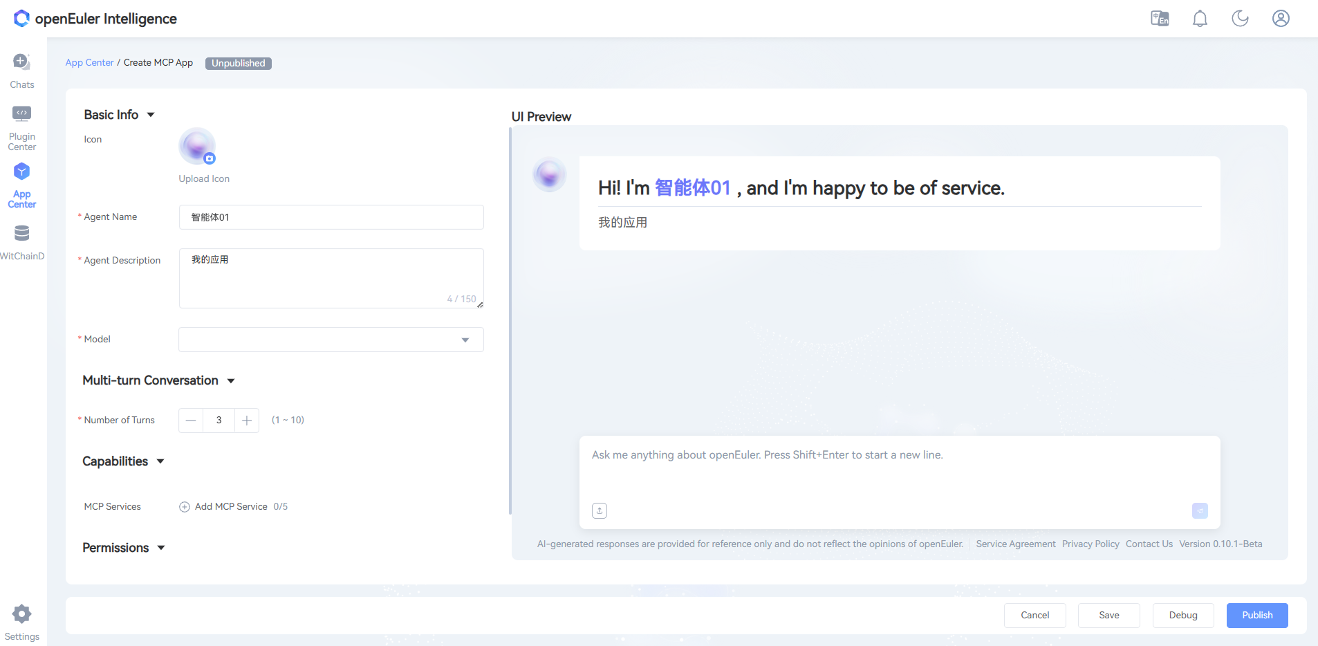 modify agent application configuration