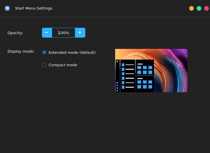 Figure 14-Start Menu Settings