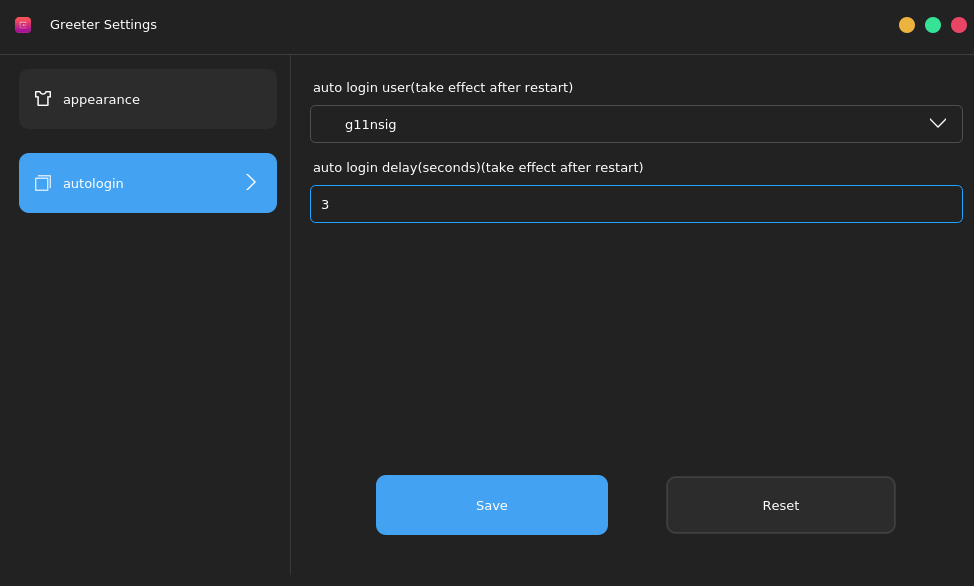 Figure 17 Autologin settings
