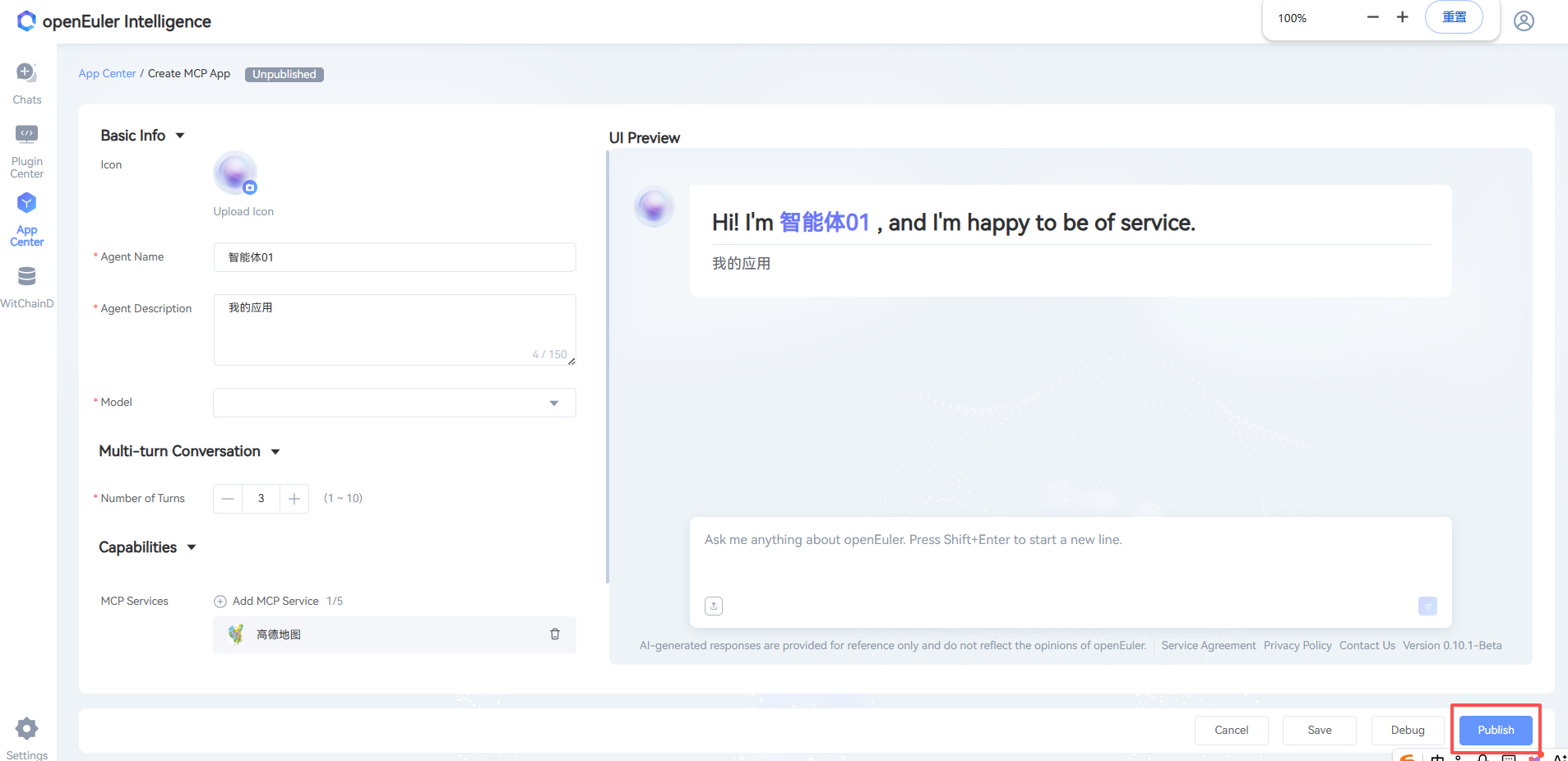 publish agent application