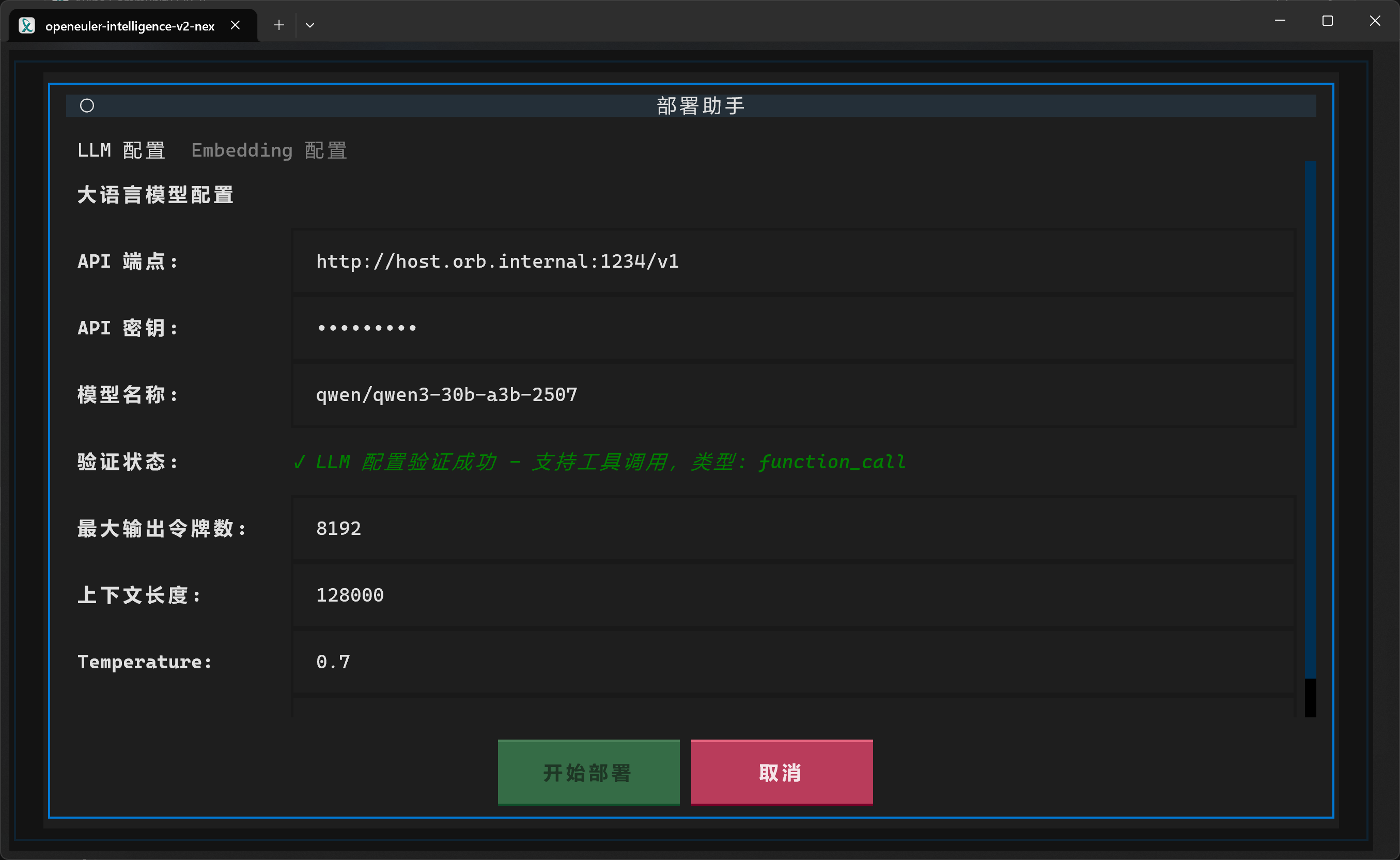 填写大模型信息