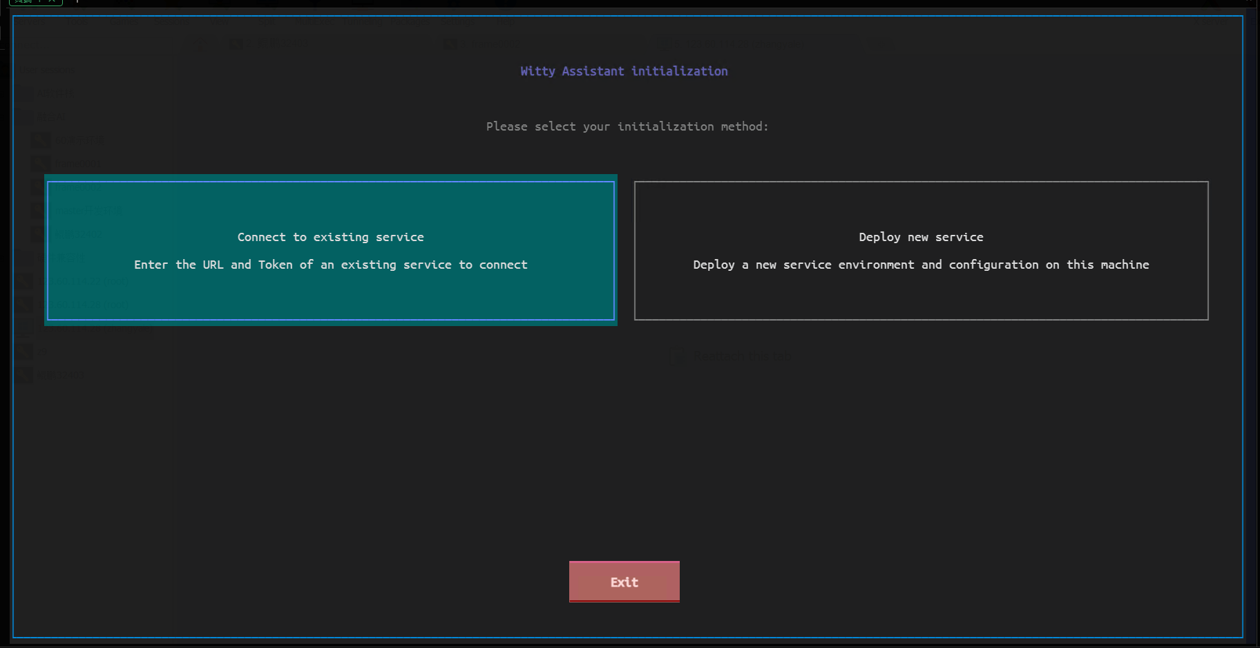 Choose to connect to existing service or deploy new service