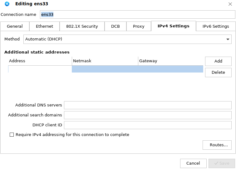 Figure 46 Setting the network IP address and DNS