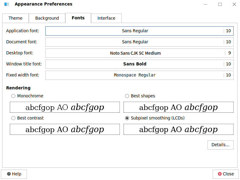 Figure 32-Font settings