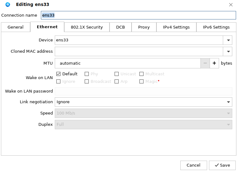 Figure 44 Editing an NIC