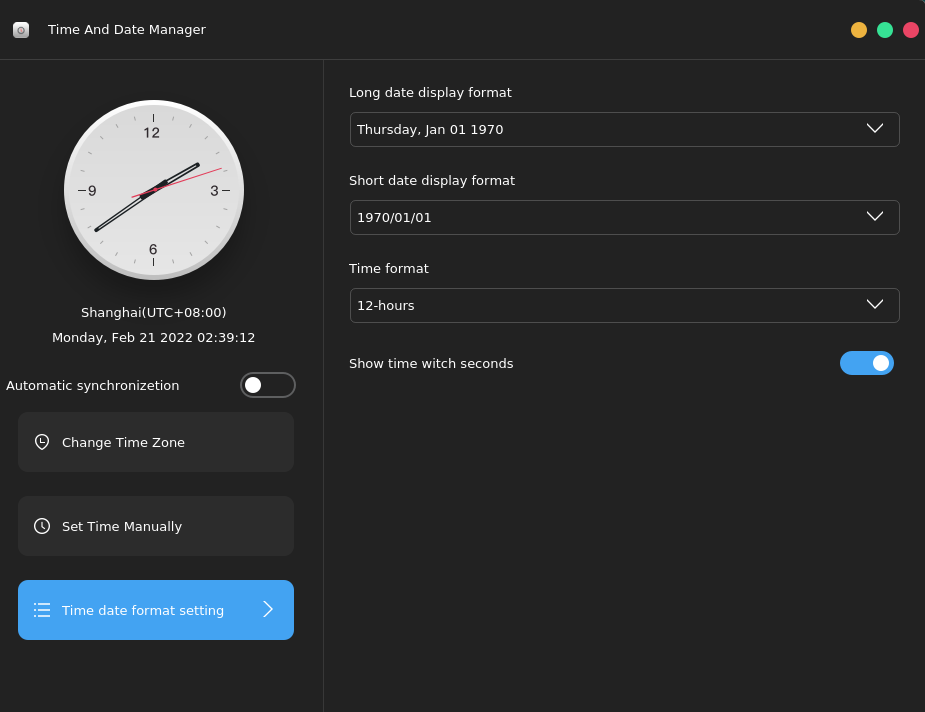 Figure 50 Time date format setting