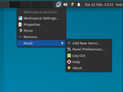 Figure 20 Shortcut menu on the taskbar